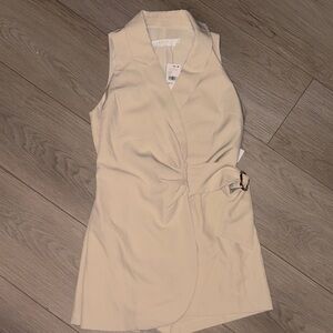 Astr Cream Sleeveless Wrap Dress NWT